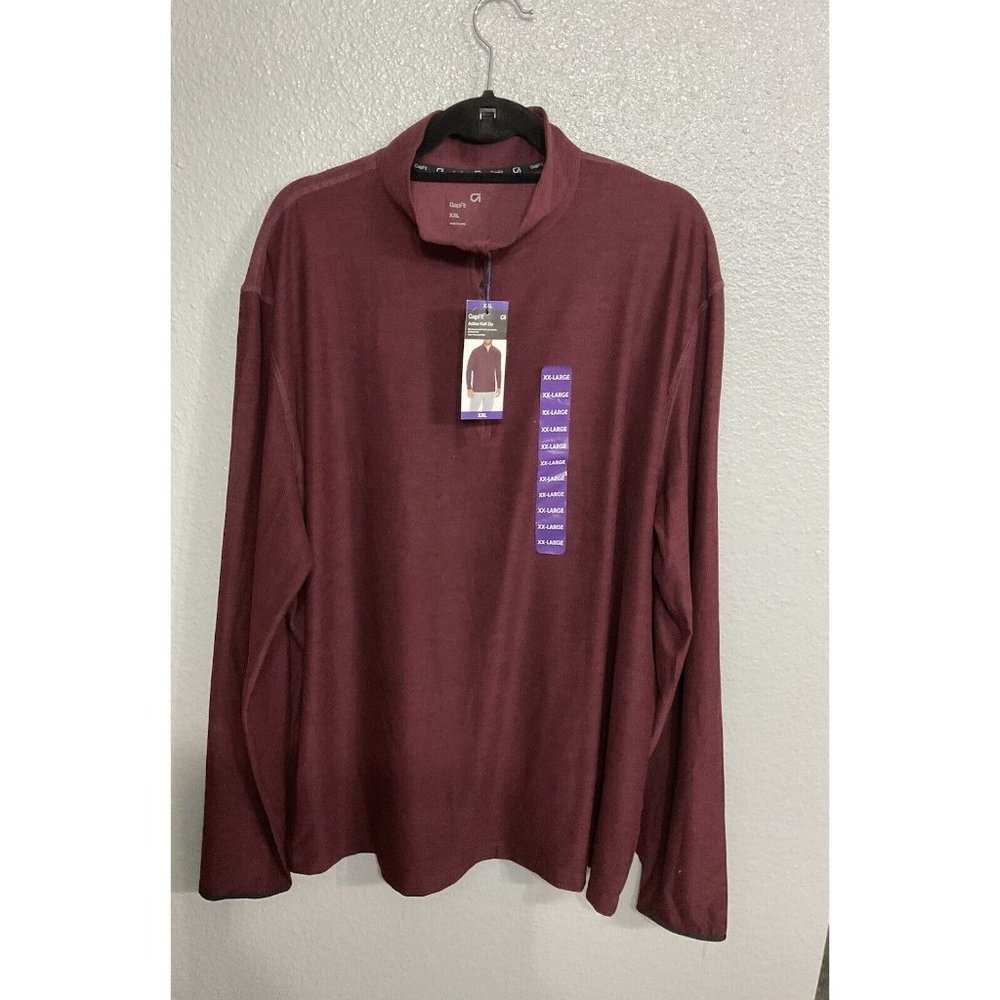 Gap Fit Active Half Zip Mock Eco Burgundy Size XXL Men’s NWT Stretch Knit